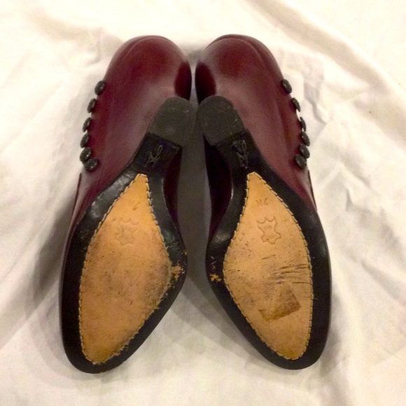 Burgundy Leather Studded Wedges Size 7 - Picture 7 of 7
